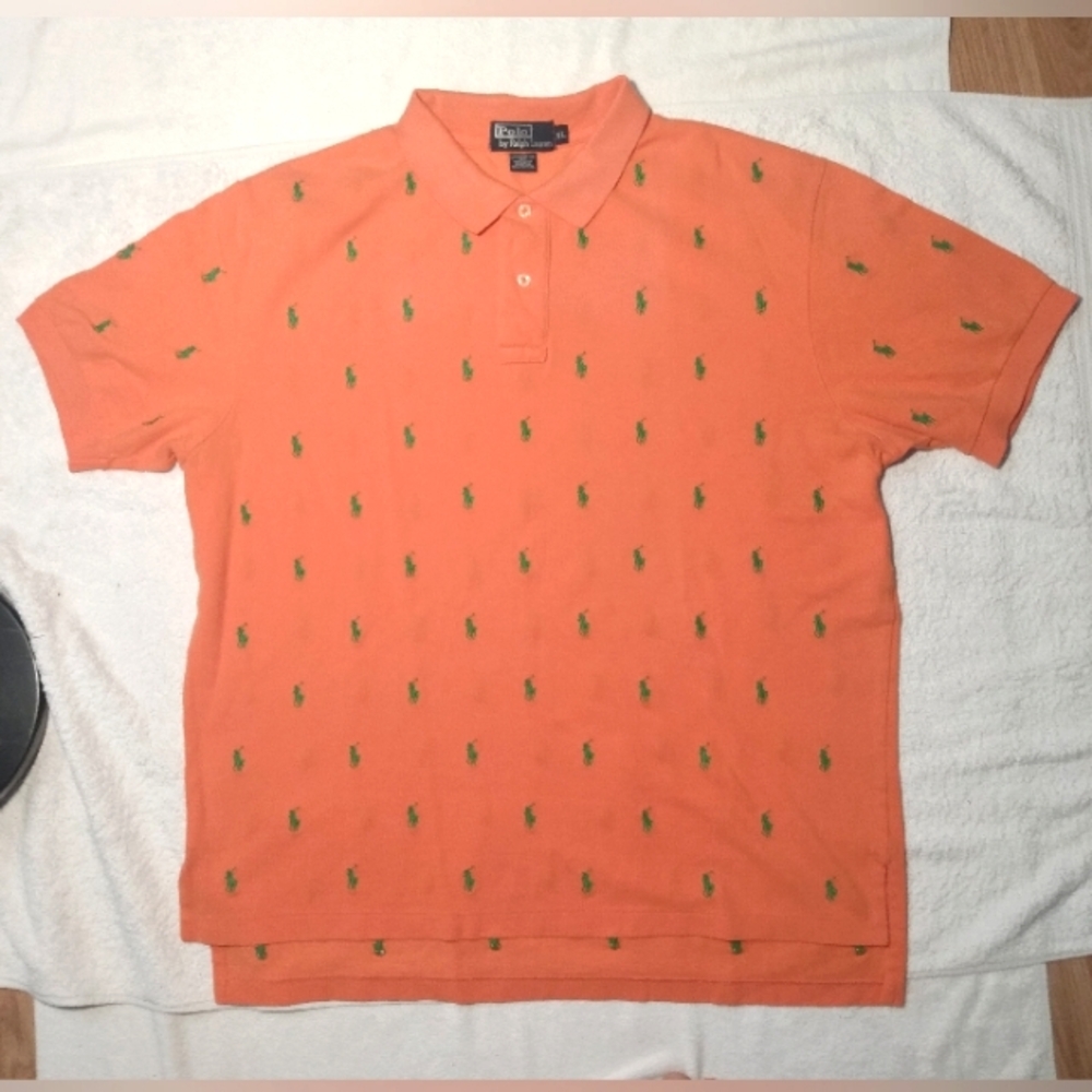 Vintage POLO Ralph Lauren All Over Pony Embroidery Short Sleeve  Shirt - XL/XXL